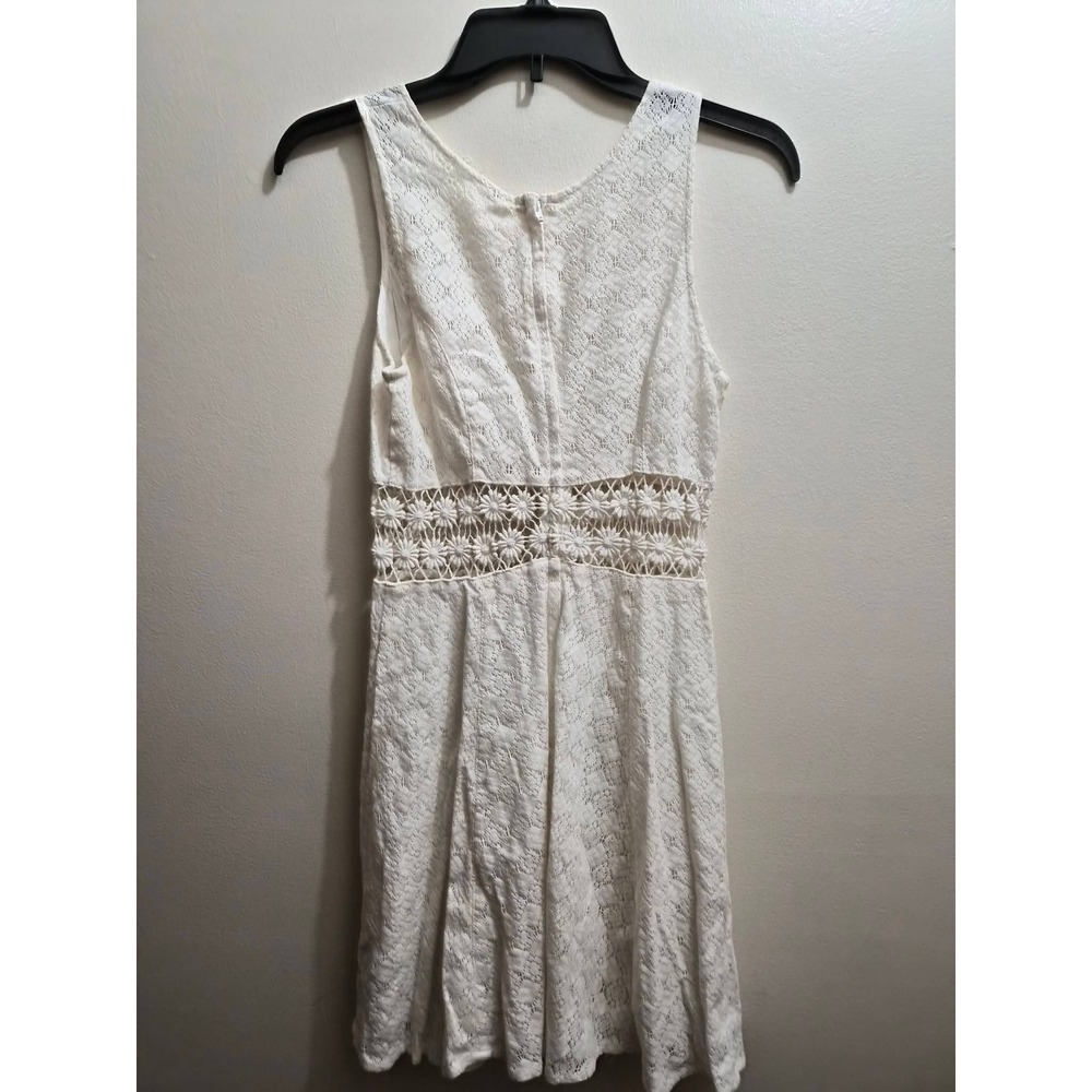 Free People White Lace Daisy Cutout Midriff Mini Dress Sleeveless Size 2 - Picture 4 of 4